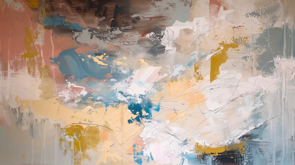 abstract neutral color palette paintings with soft beige, cream, and grey tones, featuring fluid and textured brushstrokes