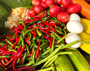 Red hot chili peppers with tomatoes and eggs