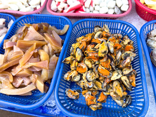 Seafood meat on the market