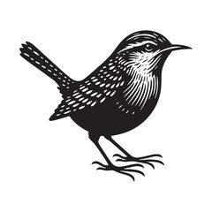 Wren vector silhouette art - wren illustration - wren black vector