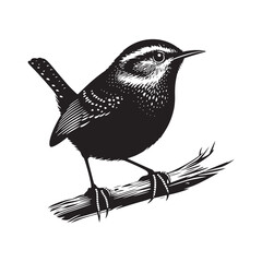 Wren bird silhouette illustration - wren illustration - wren black vector
