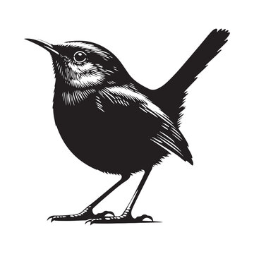 recommend clip art: Wren bird black silhouette - minimallest wren vector