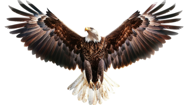 Eagle flying , eagle with spread wings on transparent background 