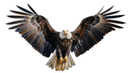 Eagle flying , eagle with spread wings on transparent background 