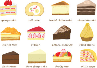 シンプルなケーキのイラストセット