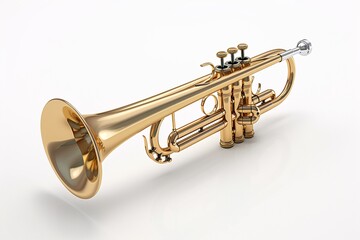 Obraz premium 3-dimensional depiction of brass instrument isolated on blank backdrop.