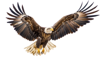 Eagle flying , eagle with spread wings on transparent background 