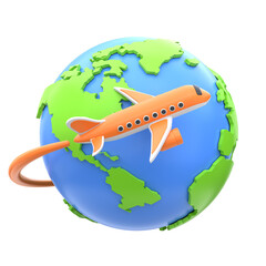 3D Travelling by Plane Icon - Air Travel for Vacations, Trips, and Global Adventures © 3DafaRizkiansah