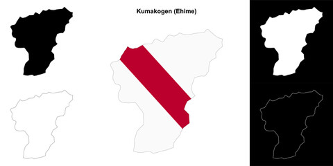 Kumakogen (Ehime) outline map set