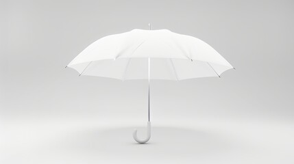 Minimalist white umbrella on a neutral background. Simple and stylish. Perfect for modern design projects. Clean and elegant composition. Ideal for advertising or editorial use. AI