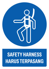 ISO mandatory safety signs v2 in indonesian_safety harness harus terpasang size a4/a3/a2/a1