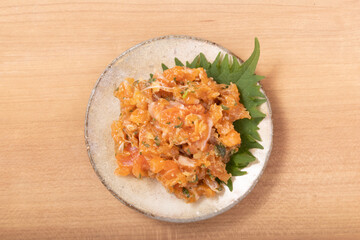 サーモン　なめろう