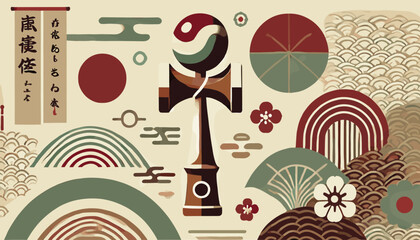 Concept of Japanese traditional Kendama image. Vector illustration.