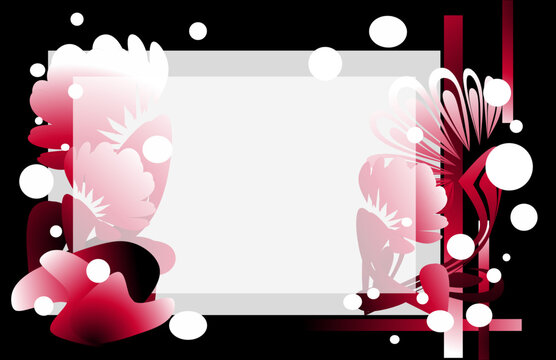 Red, black and white gradient floral design for card , poster, background