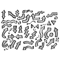 hand drawn arrows set and doodle
