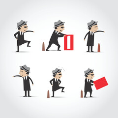 Tuxedo Style Action cartoon and Character. Vector Illustrator