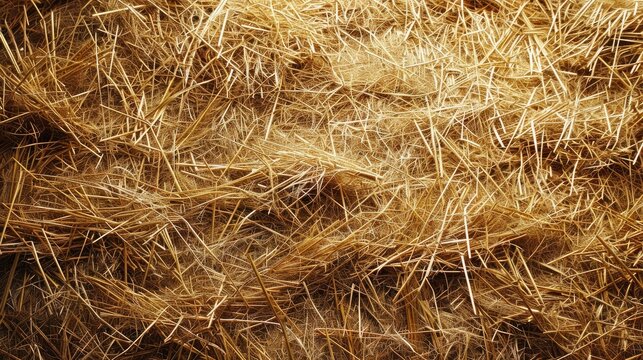 Dry hay background with golden straw pattern and thatch texture banner