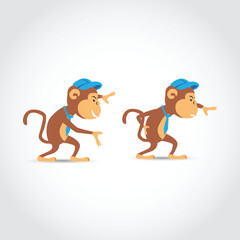 Monkey action Cartoon and Character. Vector Illustrator