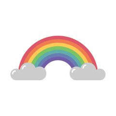 Rainbow with cloud isolated vector illustration.