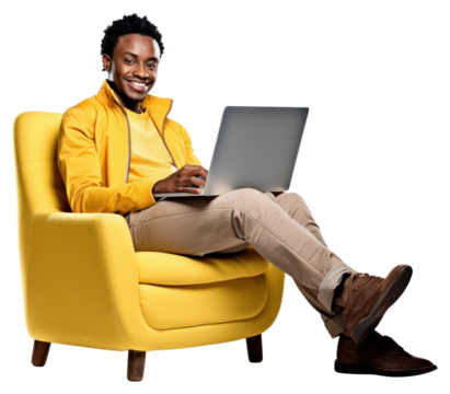 PNG Man of African American computer laptop chair.