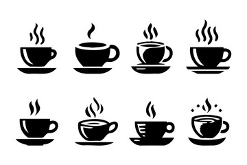 hand drawn minimalist cup of coffee icon on white background