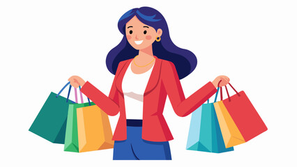 Stylish Woman with Shopping Bags Vector Illustration"