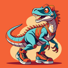 Obraz premium colorful dinosaur illustration on orange background