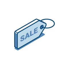 isometric vector price tag linear icon with the word sale, in color on a white background, advertising element for promotions or sales