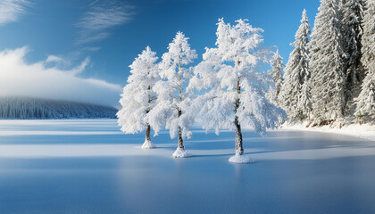 winter landscape with trees covered with snow