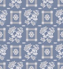 Japanese Rectangle Flower Motif Vector Seamless Pattern