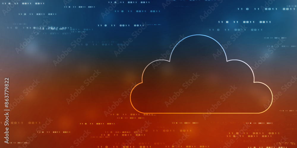 Poster 2d illustration of cloud computing, cloud computing concept, cloud computing concept. abstract cloud