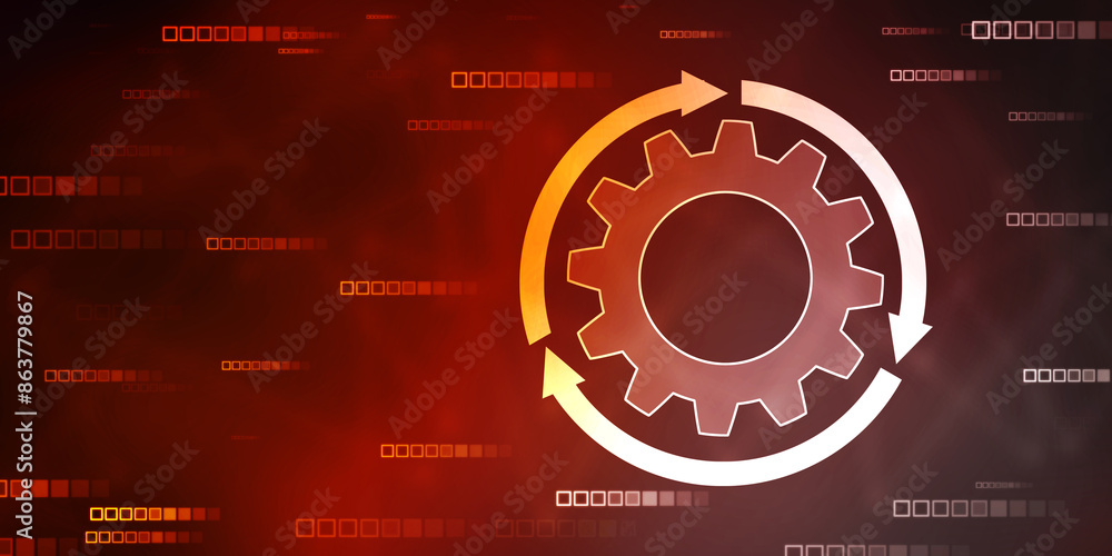 Poster update icon with binary codes on technology abstract background, update system upgrade software vers