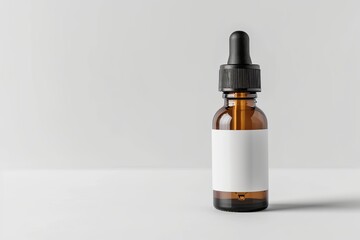 Small Dropper Bottle with a pipette and blank white label on white background, Dropper Bottle Mockup