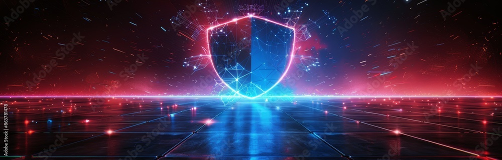 Poster digital shield protecting against data breaches and cyber attacks