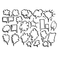doodle speech bubbles set and doodle