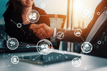 Finance and Money Transaction Technology Concept. Icon Graphic interface showing fintech trade...