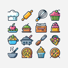 Foodies & Cooking Line Icons Adobe Illustrator Artwork