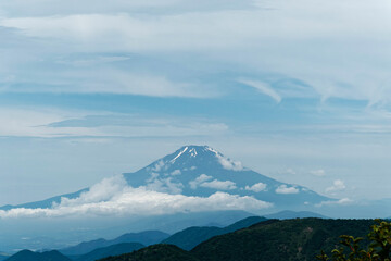大山山頂より富士山を望む