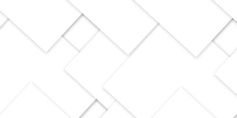 Abstract white background with diamond and square shapes layered in modern abstract pattern design, White color technology concept geometric line vector background.	
