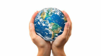 Picture of a hand holding the world.World Humanitarian Day. World Peace Day.