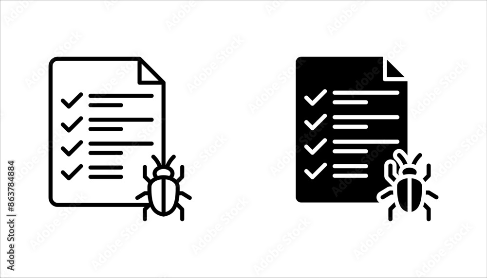 Poster bug vector icon set. software malware virus. cyber protection outline symbols. vector illustration o