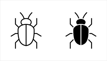 Bug vector icon set. software malware virus. Cyber protection outline symbols. vector illustration on white background