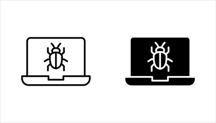 Bug vector icon set. software malware virus. Cyber protection outline symbols. vector illustration on white background
