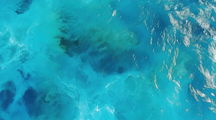 Fototapeta premium Beautiful aerial view of peaceful ocean waves surrounded by vibrant blue water.