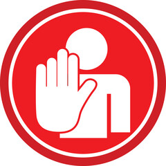 stop hand sign vector in red background 