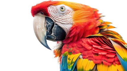 Fototapeta premium Colorful macaw isolated on white background with sharp beak