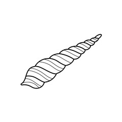 Marine underwater twisted seashell vector illustration. Line art. Printable coloring page for kids and adults