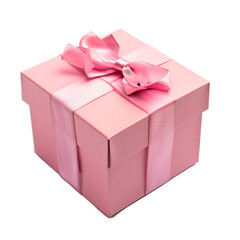Fototapeta premium Luxury box tied with a white ribbon on transparent background.