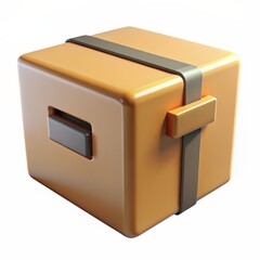 3D Render of a Cardboard Moving Box, on isolated white background, Generative AI