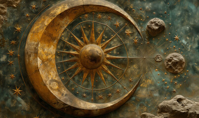 Obraz premium Moon and Stars on Wall